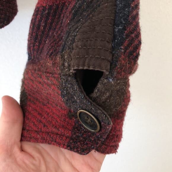 Abercrombie & Fitch Short Multi Color Tweed Plaid Wool Blend Snap Zip Jacket  S - Picture 4 of 8